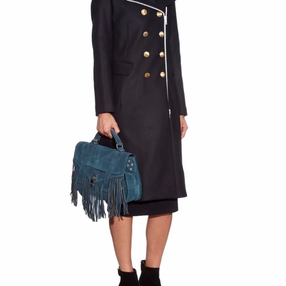 RAG & BONE Sullivan Shearling Collar Double Breasted Wool Coat Zip Jacket *SZ 8 - Picture 8 of 10